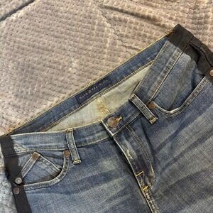 Rock & Republic Berlin Straight Leg Jeans Blue Tuxedo‎ Stripe Size 10M R010136